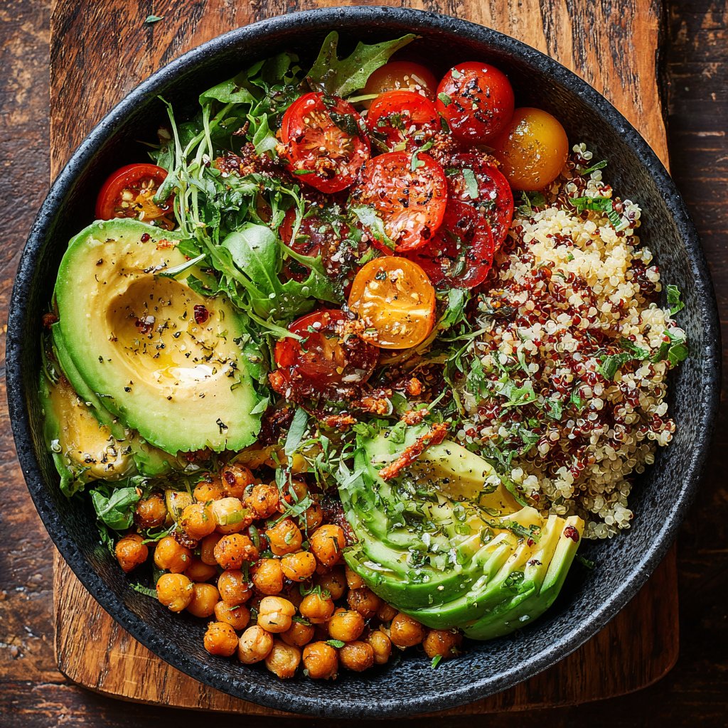Healthy Lunch Grain Bowl with Veggies