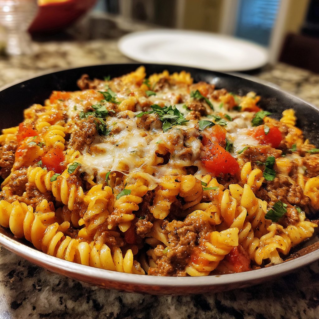 Quick Ground Beef Pasta Skillet