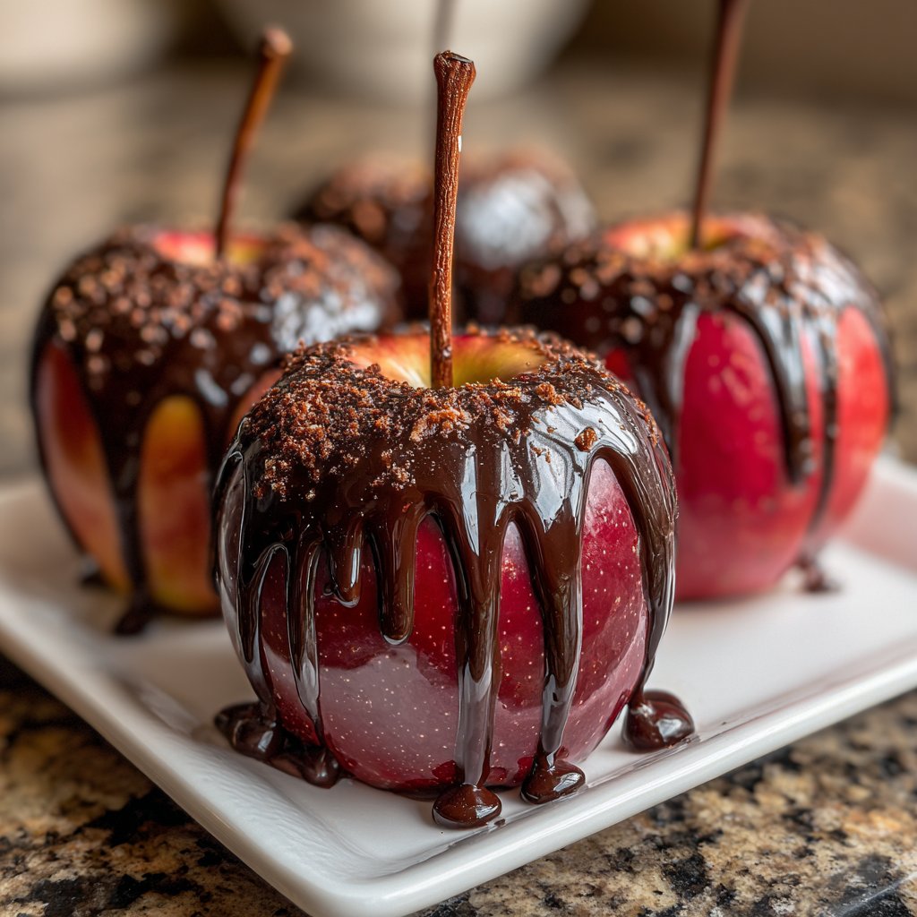 Homemade Candy Apples With Chocolate Drizzle