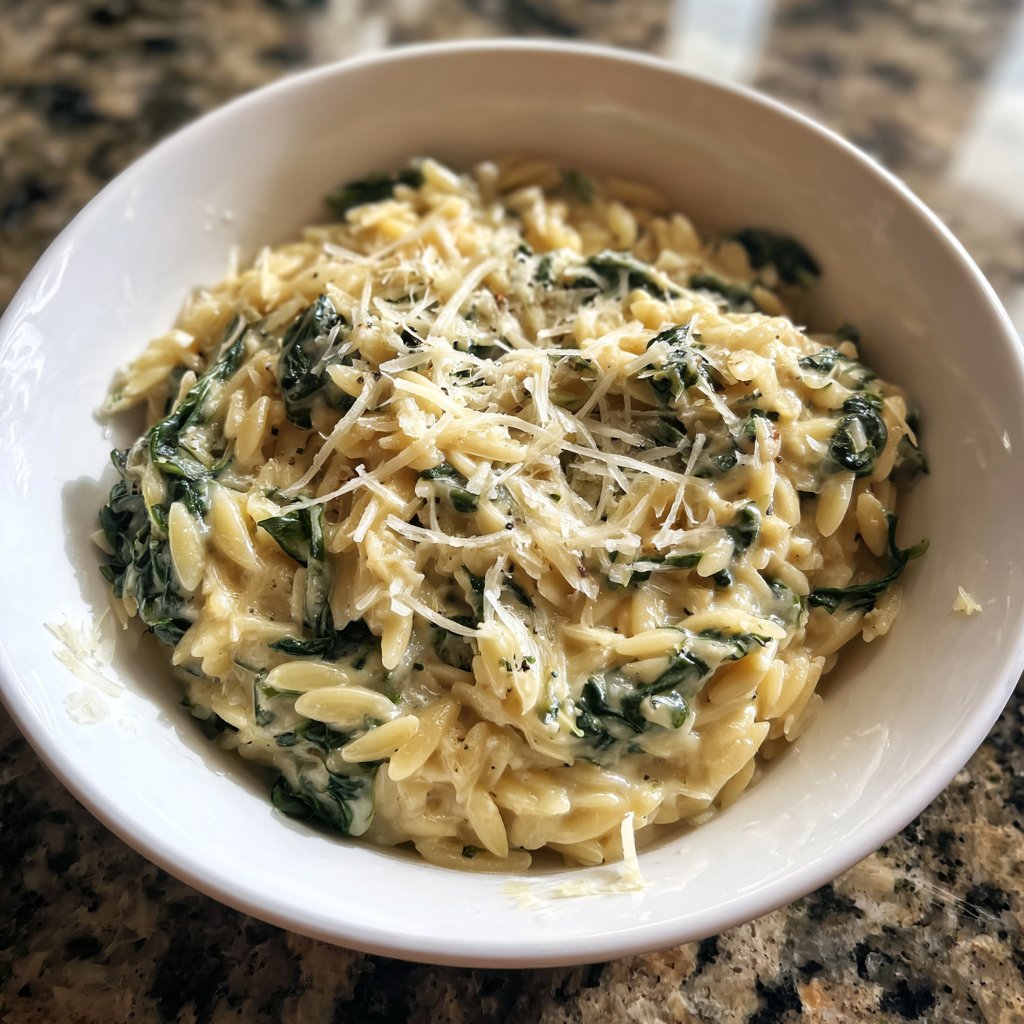 Creamy Spinach Parmesan Orzo