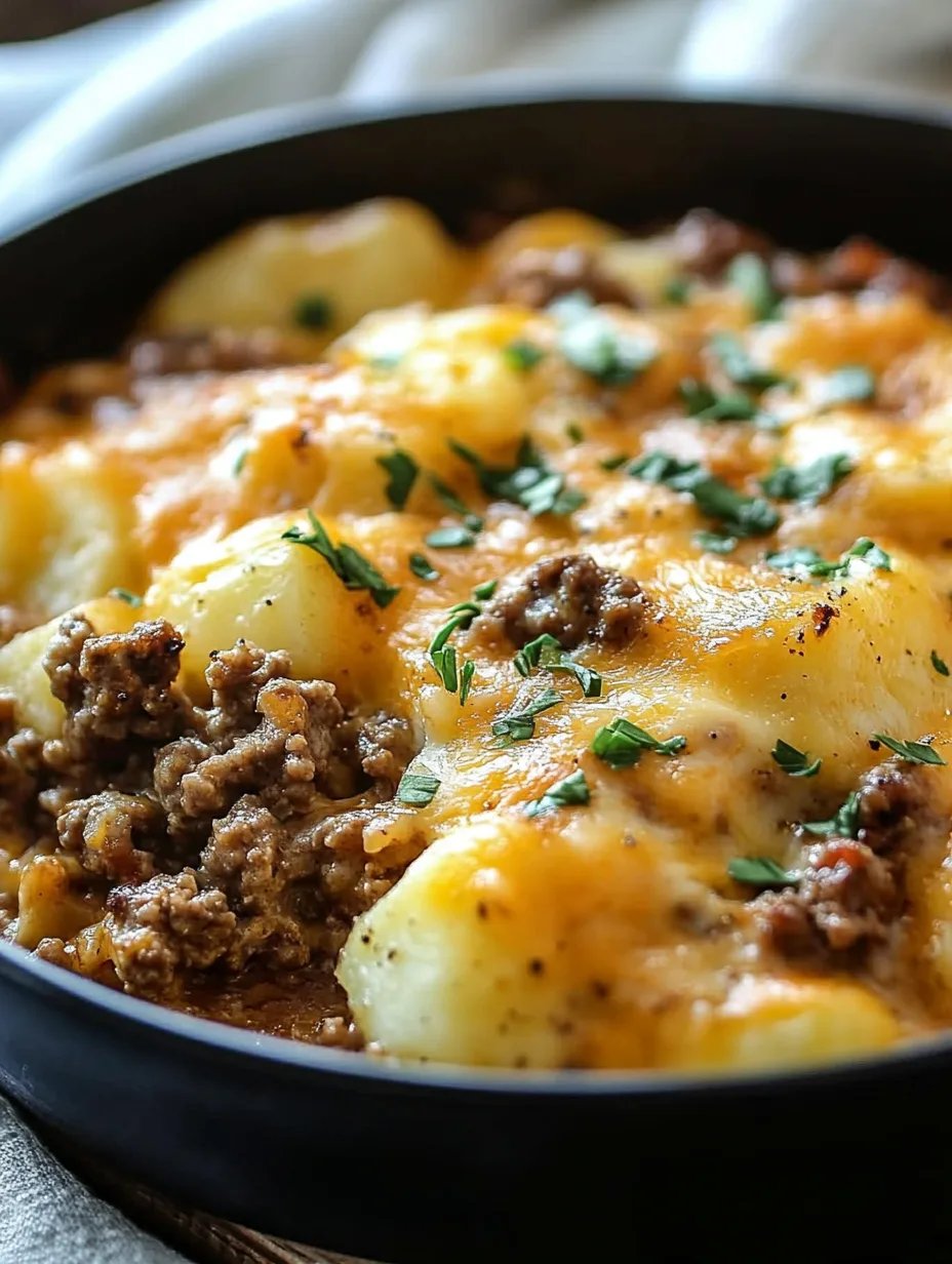 Cheesy Ground Beef & Potato Casserole (One-Pan Dinner!)