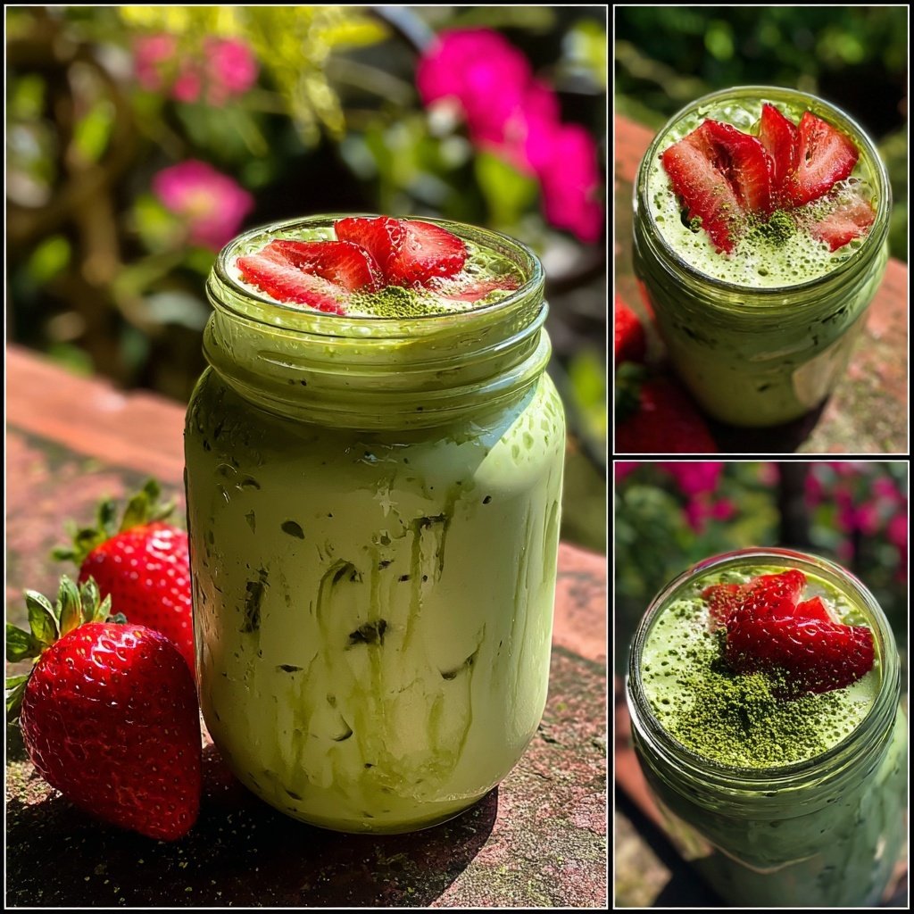 Cold Strawberry Matcha Drink